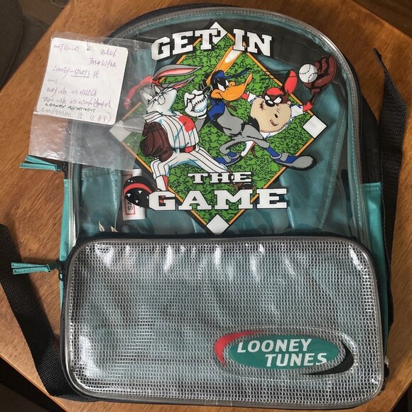 RARE SAMPLE Vintage 90's Looney Tunes Backpack WB Bugs Daffy Taz Prototype